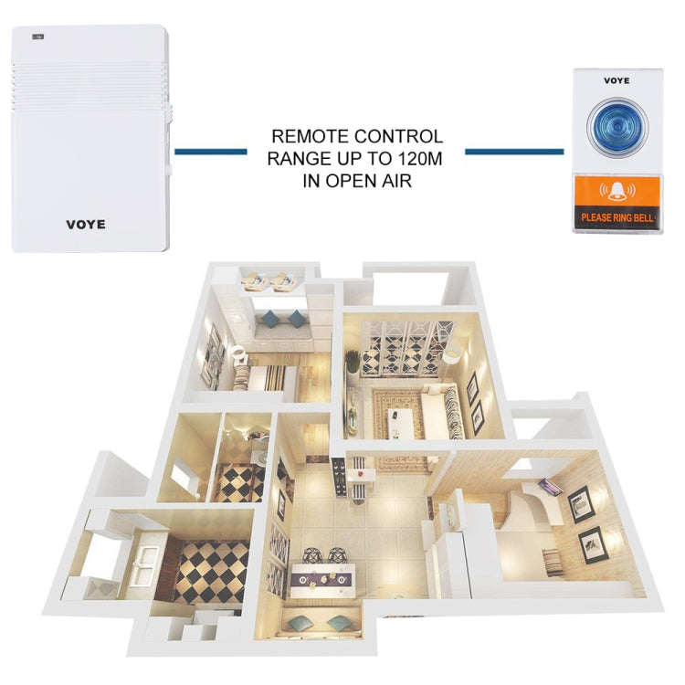 VOYE V005A Wireless Remote Doorbell with 38 Polyphony Sounds, V005A VOYE V005A Wireless Remote Doorbell with 38 Polyphony Sounds, V005A